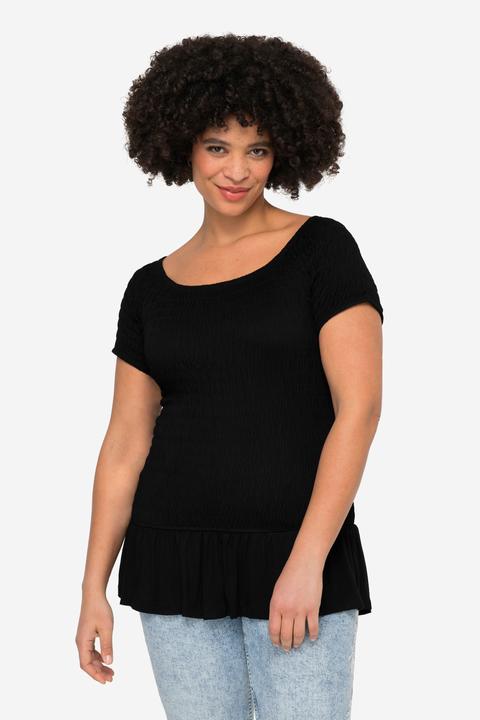 Produktbild Angel of Style Top, Slim Fit, elastisch gesmokt, Halbarm, Volant (52)
