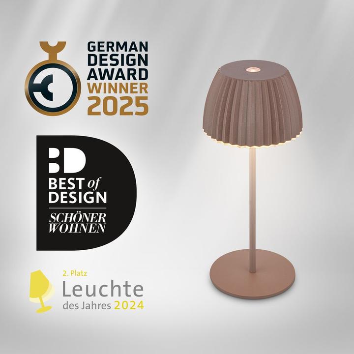 Produktbild Briloner Brilo unplugged RIFFLE Akku Mini Tischleuchte mit Lichtkante - Umbrasand (150 lm)