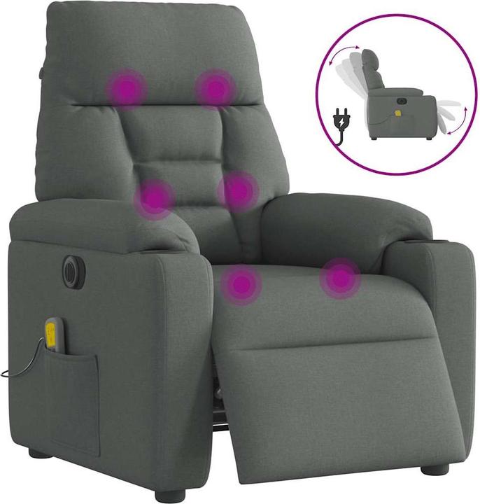 Image du produit VidaXL Fauteuil de massage électrique Tissu gris foncé