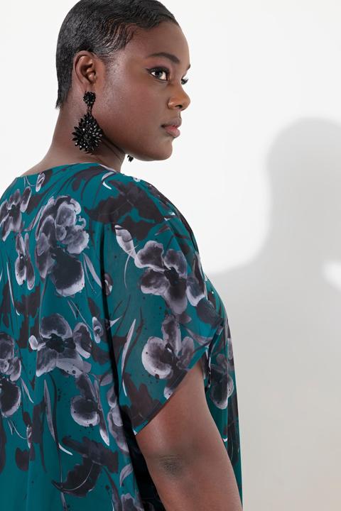 Actual product image Ulla Popken Layered Floral Chiffon Blouse (50, 52)