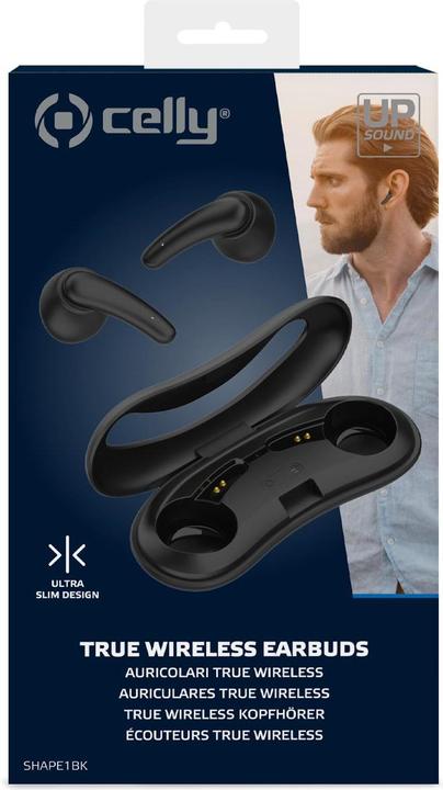Image du produit Celly SHAPE1 Casque intra-auriculaire musical et Bluetooth sans fil (TWS) Noir (Pas de réduction du bruit, 3.50 h, Sans fil)