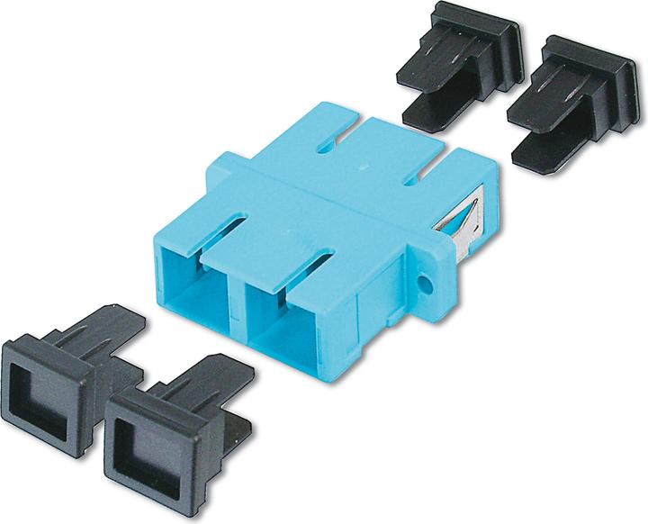 Produktbild Digitus SC / SC Duplex Kupplung Farbe aqua Zirkonia Keramikhülse Kunststoffgehäuse Multimode inkl. Schrauben (Netzwerk Kupplung)