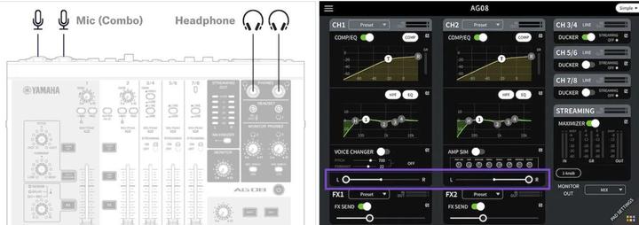 Immagine prodotto Yamaha AG08 Mixer nero per lo streaming live (Mixer da studio e live)