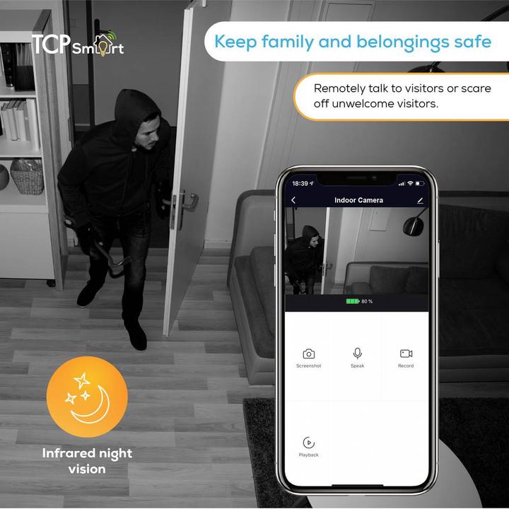 Image du produit TCP Smart Caméra de surveillance Caméra WIFI WLAN IP 1920 x 1080 Pixel (1920 x 1080 Pixels)