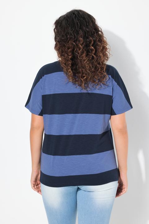 Immagine prodotto Ulla Popken T-shirt a righe con fascia nell'orlo, mezze maniche e scollo a girocollo (58)
