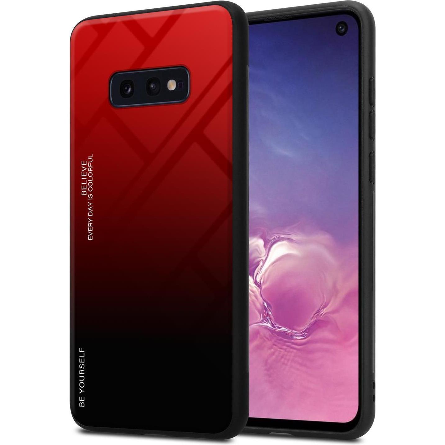 Cadorabo TPU 2 Farben Glas Cover (Samsung Galaxy S10e), Smartphone Hülle, Schwarz