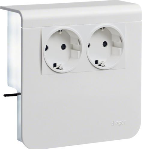 Actual product image Hager Gear tray SL200809009010 ** Socket outlet 2gang 20x80mm pure white (Duct, 2 cm)