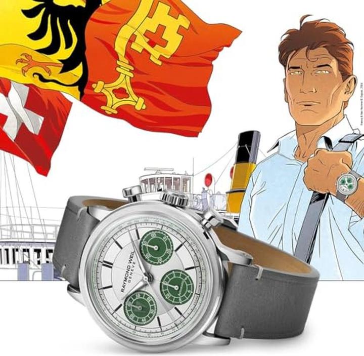 Actual product image Raymond Weil Automatic Chronograph with Luminous Hands and Leather Strap (39.50 mm)