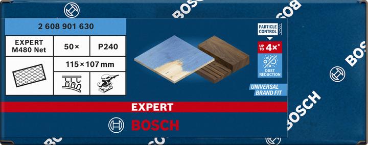 Produktbild Bosch Professional Zubehör EXPERT M480 Schleifnetz, 115 x 107 mm, G 240, 50 Stück (K240)
