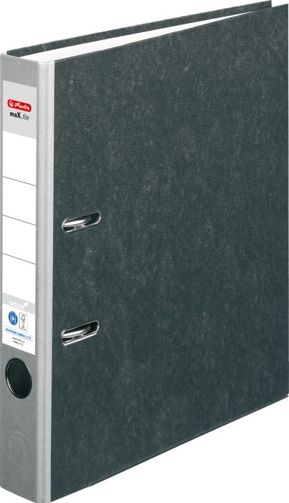 Produktbild Herlitz Ordner maX.file nature, Rückenbr.: 50 mm, grauer Rücken, mit schwarzem Wolkenmarmorpapier-Überzug, i (A4, 50 mm, 1 Stück)