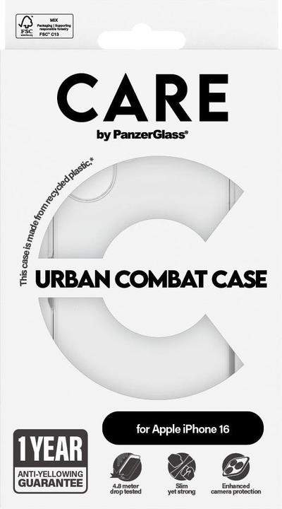 Actual product image PanzerGlass CARE Flagship Case Urban Combat Clear Frame iPhone '24 6.1" (Apple iPhone 16)