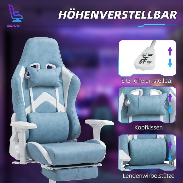 Produktbild Swisshandel24 Gamingstuhl mit Liegefunktion, höhenverstellbar Schreibtischstuhl bis 120 kg