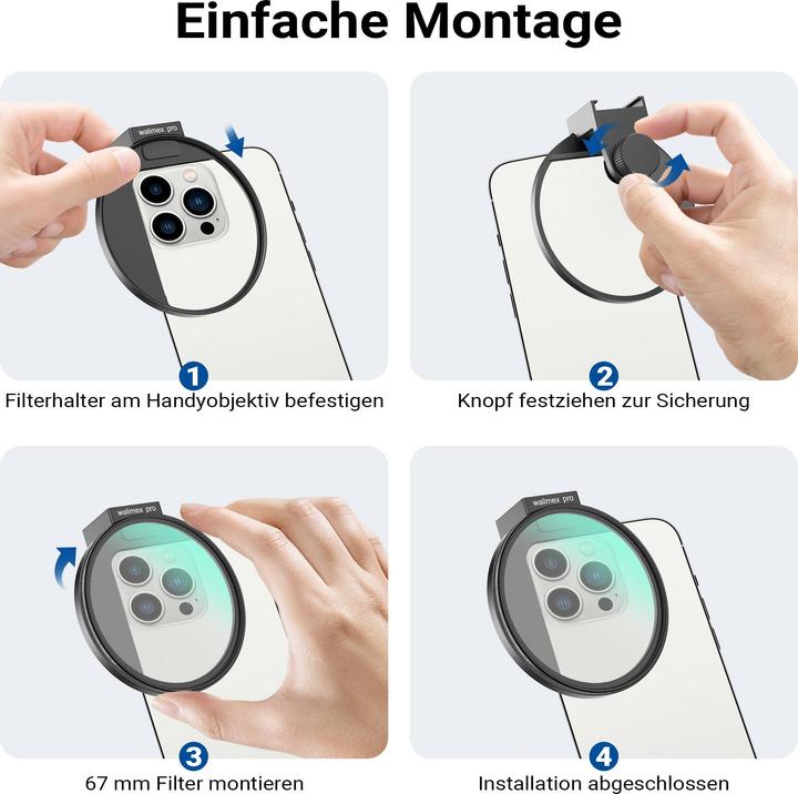 Produktbild Walimex pro Filterhalter 67 mm Polfilter CPL Handykamera Cold Shoe Fotografie (67 mm, Polarisationsfilter)