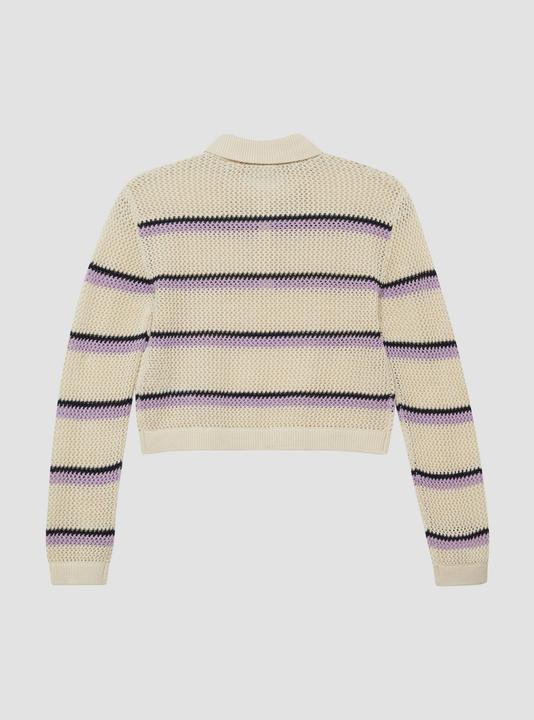 Produktbild s.Oliver Strickpullover Verkürzter Strickpullover mit Lochstruktur (134, 140)