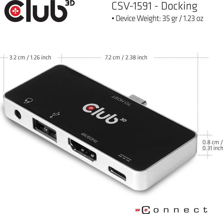 Produktbild Club 3D CSV-1591 (USB-C, 4 Ports)