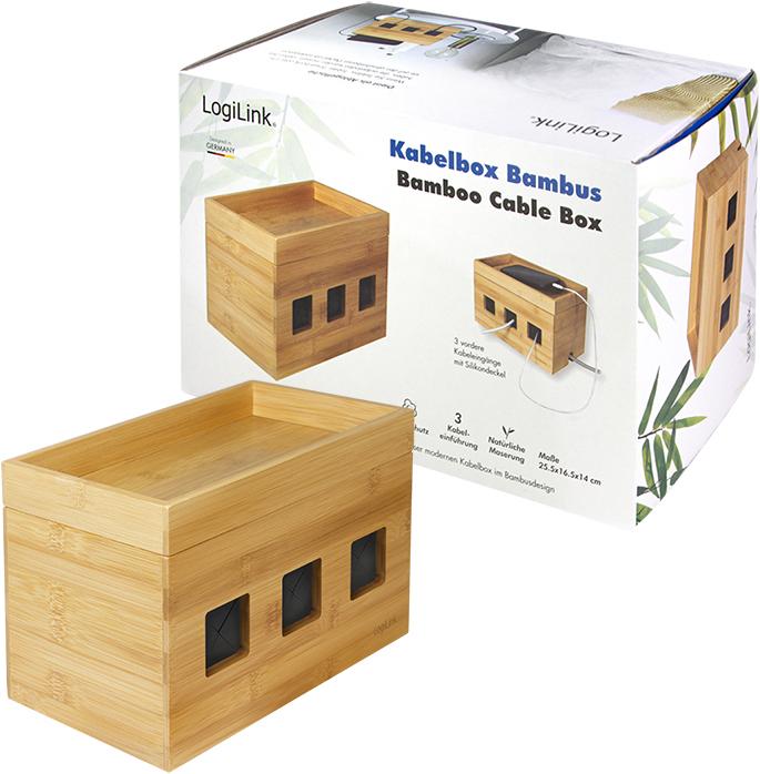 Produktbild LogiLink KAB0076 Kabelbox 255x140x165 mm Bambus