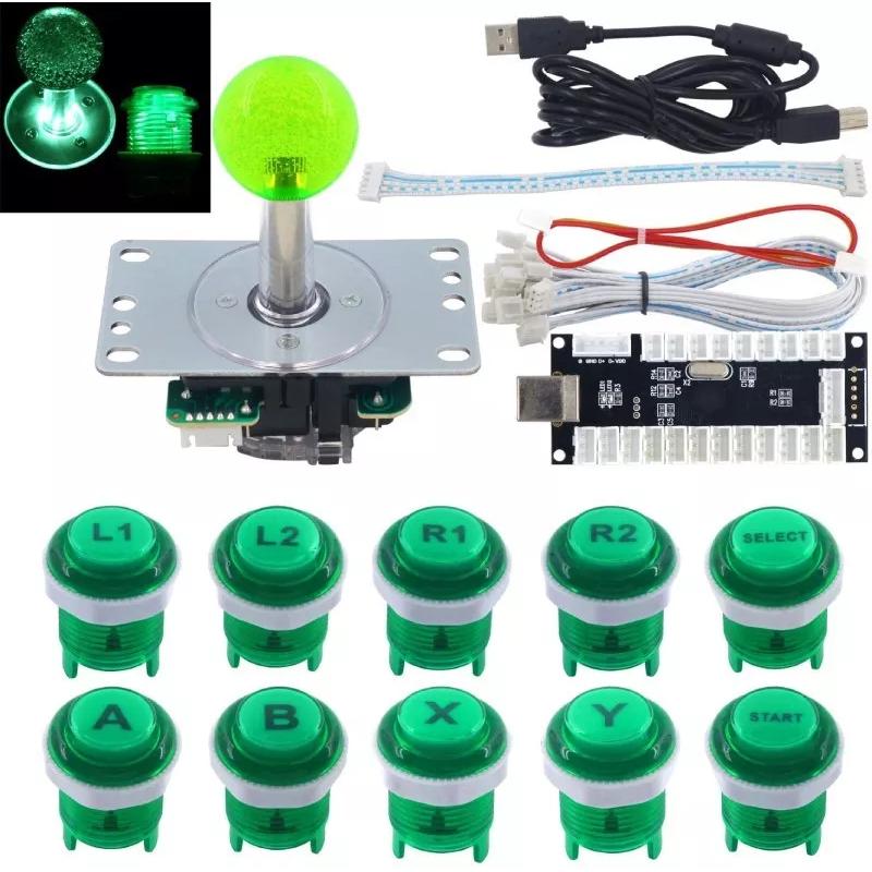 NoName LED backlit arcade buttons and joystick kit - Green, Gaming Controller Zubehör