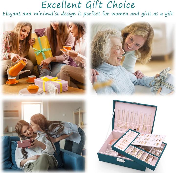 Produktbild Only-Bags.Store Schmuckkästchen 2 Schichten Pu-Leder-Schmuck Aufbewahrung Portable abschliessbare