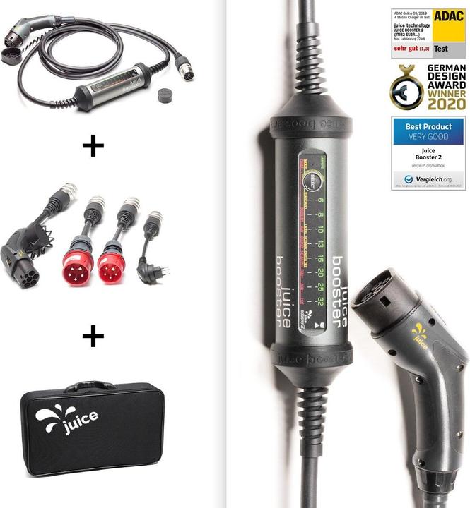 Immagine prodotto Juice Technology Juice Booster 2 Swiss EV Set (Tipo 2, 22 kW, 32 A, Tipo 13, CEE16 rosso, CEE32 rosso, Tipo 2)