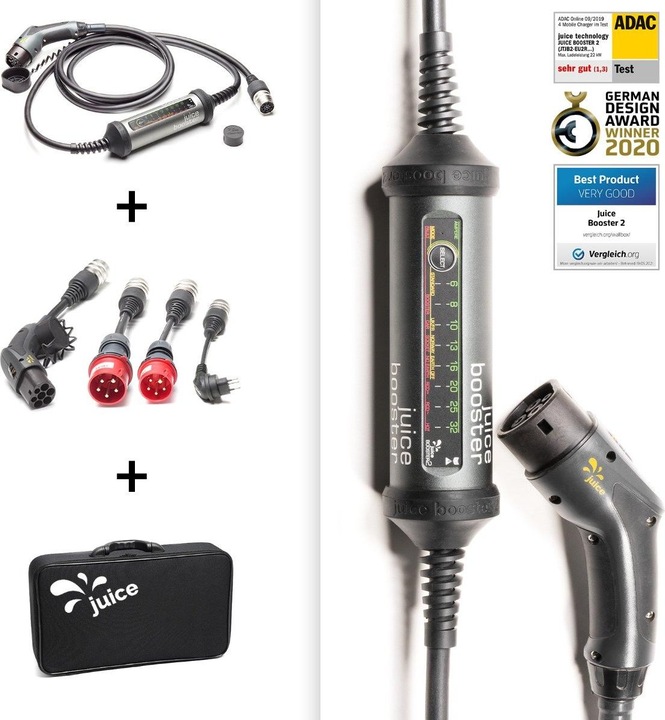 Produktbild Juice Technology Juice Booster 2 Swiss EV Set (Typ 2, 22 kW, 32 A, Typ 13, CEE16 rot, CEE32 rot, Typ 2)