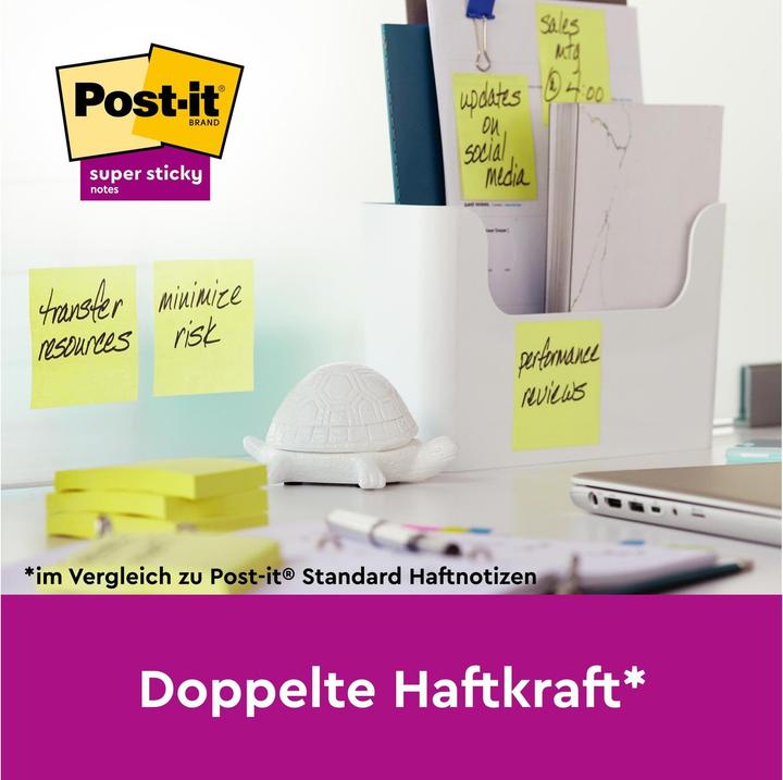 Produktbild Post-it Haftnotizwürfel Super Sticky 76x45x76 mm (BxHxT) gelb 270 Bl. (76 x 76 mm)
