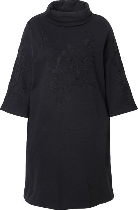 Produktbild Miamoda Sweatkleid, A-Linie, Blüten-Stickerei, Stehkragen (44)