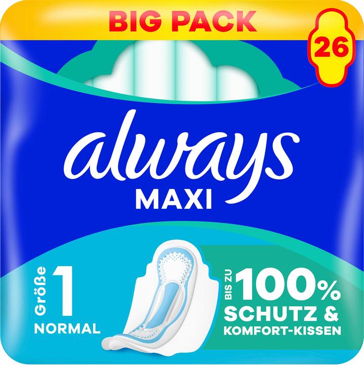 Actual product image Always Maxi Binde Normal mit Flügeln BigPack 26 Damenbinde 26 Stück (26x)