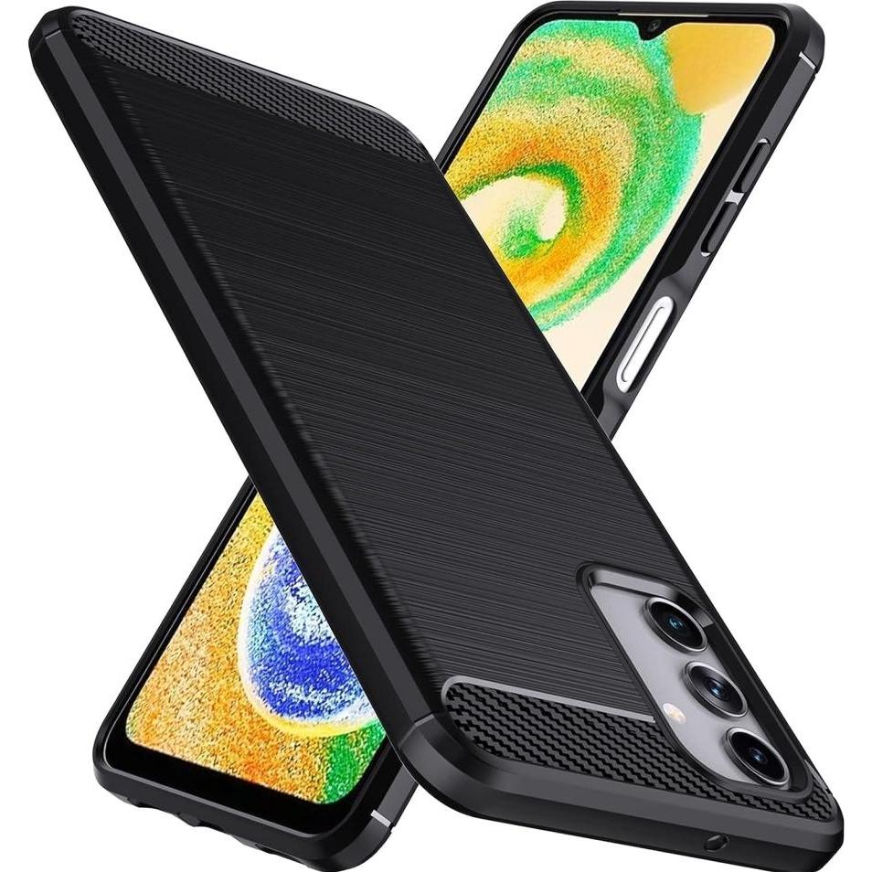Screenguard Samsung Galaxy A04s Hülle Carbon Brushed Soft TPU (Samsung Galaxy A04S), Smartphone Hülle, Schwarz