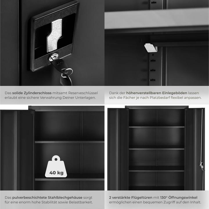 Produktbild tectake Aktenschrank (80 x 40 x 180 cm)