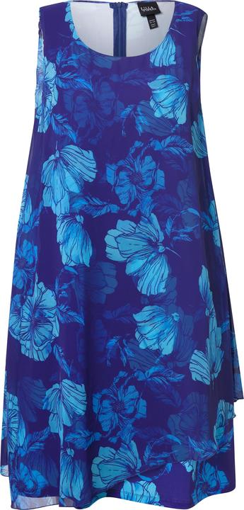 Produktbild Ulla Popken Kleid, doppellagig, A-Linie, Blüten, Rundhals, ärmellos (54)