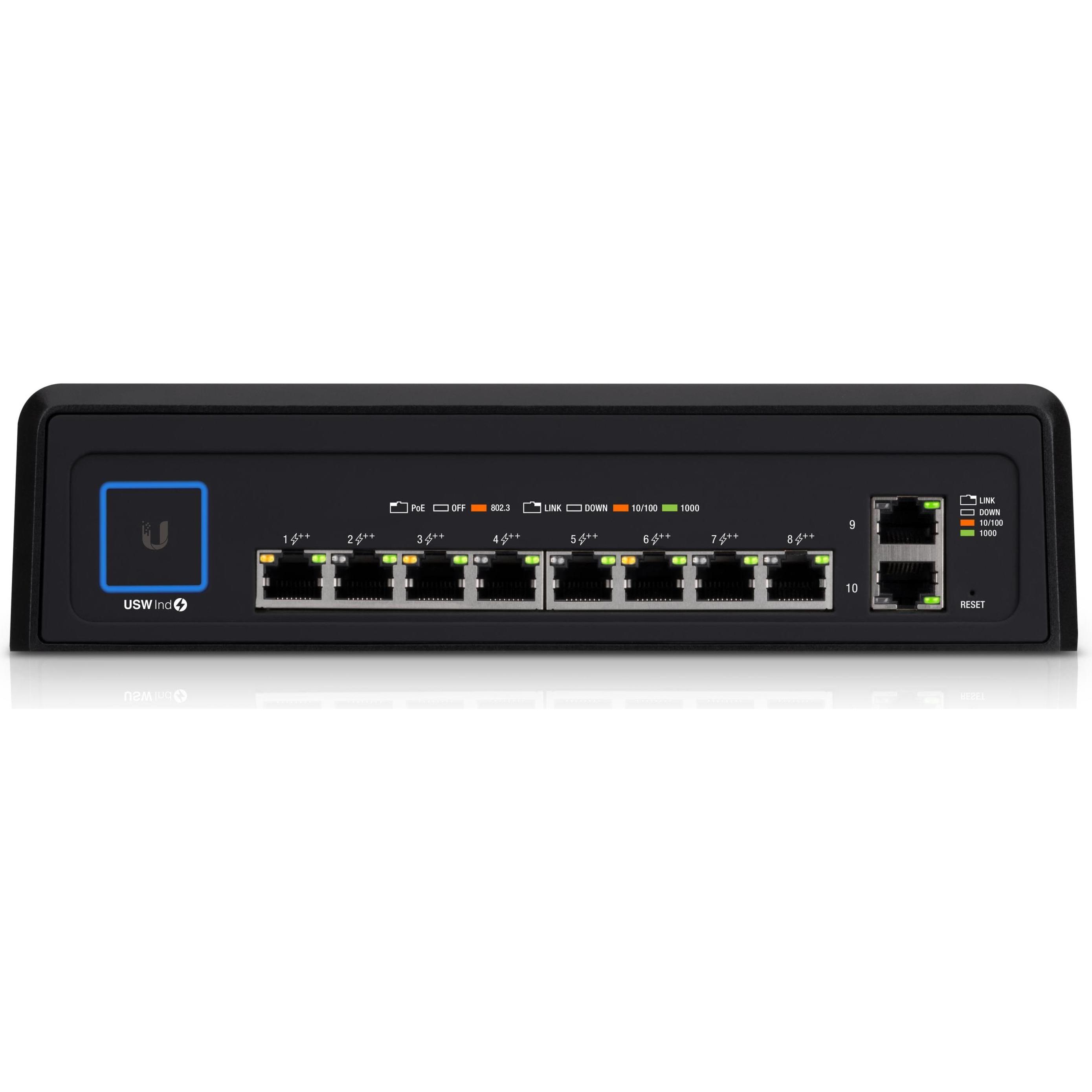 Ubiquiti Unifi USW-Industrial: 10 Port (8 Ports), Netzwerk Switch, Schwarz