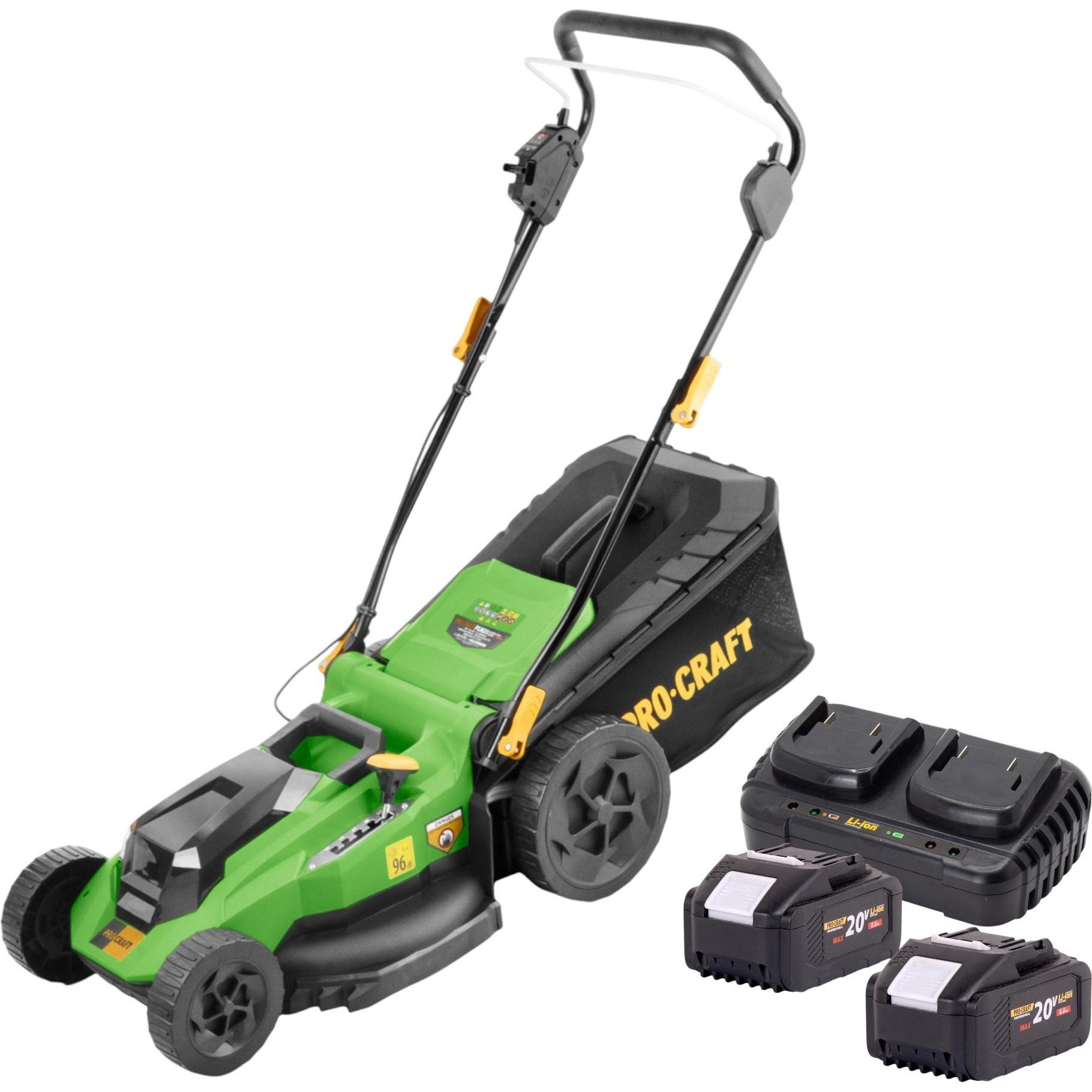 Procraft, Tosaerba, PLM23bb Akku Rasenmäher 40 V ( 2x 20 V ) 430 mm Brushless + 2x Akku 8,0 Ah + Ladegerät (Batteria ricaricabile)