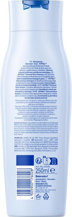 Actual product image NIVEA Diamond Gloss Shampoo Fl 250 ml (250 ml, Liquid shampoo)