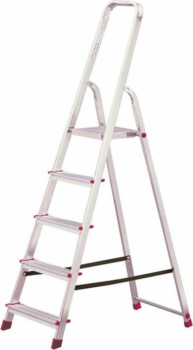 Krause Household ladder CORDA silver 8 steps, H: 240.0 cm (Working platform, 10 cm)