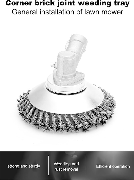 Produktbild Japcell Stahlbürste für Unkraut - 20 cm - Kann an Rasentrimmer / Freischneider angebracht werden (Rasentrimmer, Gartenmaschinen Aufsatz)