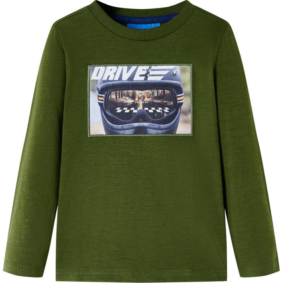 VidaXL, Unisex, Shirt, Kinder-Langarmshirt Dunkles Khaki 92,Material: 100, Grün, (92)