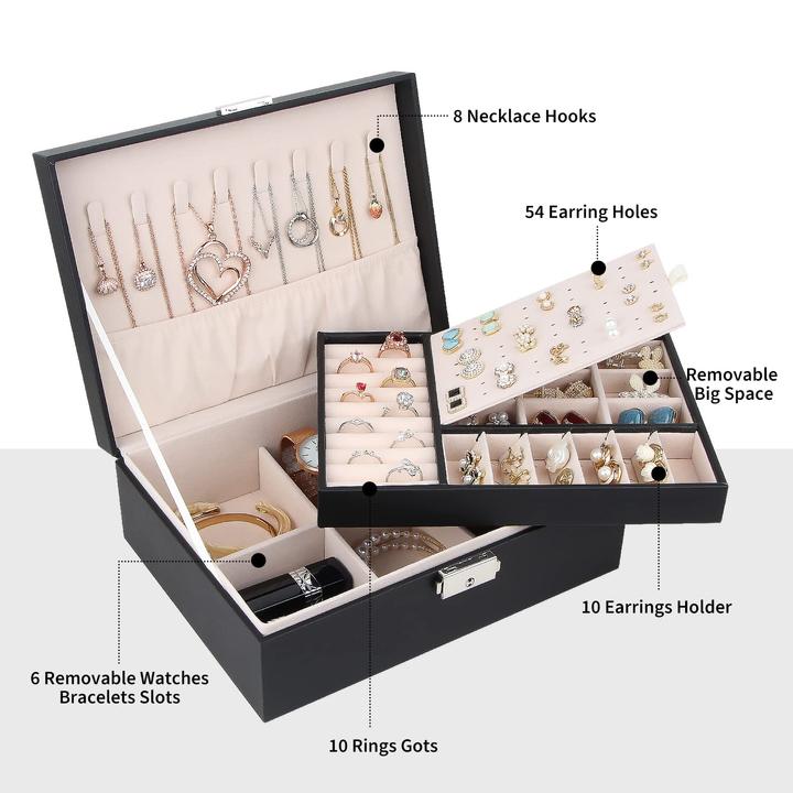 Produktbild Only-Bags.Store Schmuckkästchen mit 2 Ebenen, PU-Leder-Schmuckkästchen