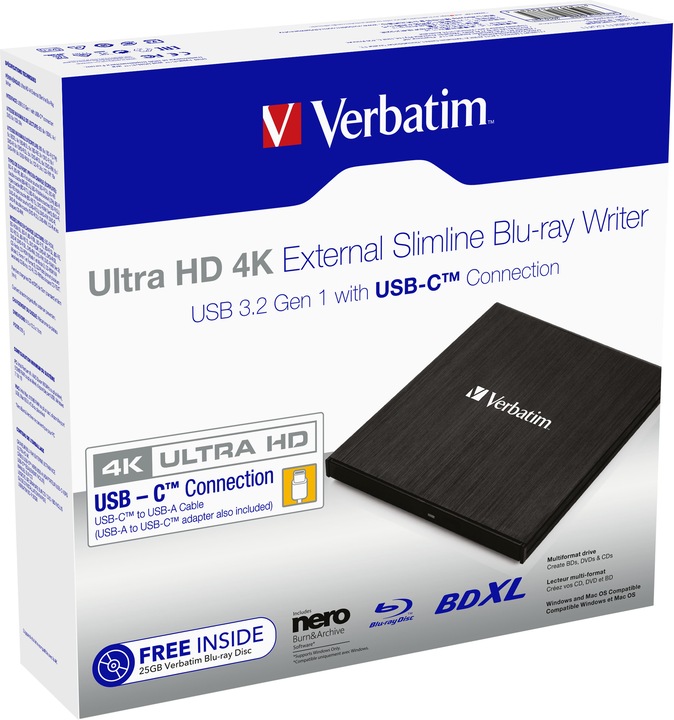 Immagine prodotto Verbatim Slimline (Masterizzatore Blu-ray, Unità Blu-ray, Masterizzatore CD, Unità CD, Masterizzatore DVD, Unità DVD)