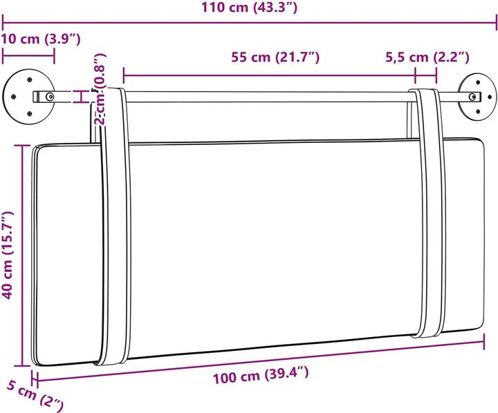 Actual product image vidaXL Modernes Kopfteil (110 x 5 x 5 cm)