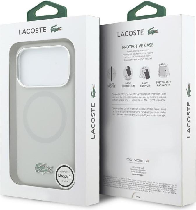 Produktbild Lacoste 17 Pro Max Back-Cover hul - MagSafe - Metal Edges And Logo - Grau (Apple iPhone 17 Pro Max)