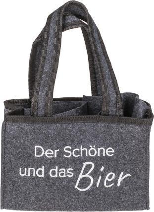 Bekos Der Schöne und das Bier - die graue Flaschenträgertasche aus Filz
