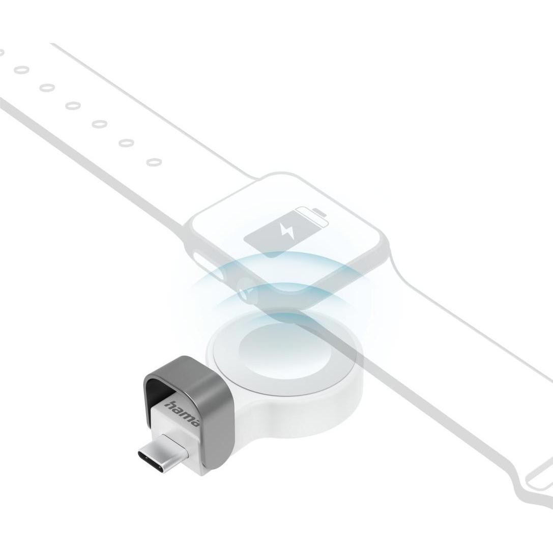 Thumbnail - Hama Apple Watch Ladegerät f. kabelloses Laden, USB-C-Ladestation magnetisch, WS (5 W), Wireless Charger, Weiss