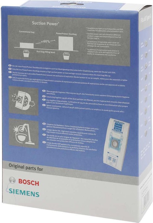 Produktbild Bosch Hausgeräte 00577549 Typ G All Plus PowerProtect SMS Staubsaugerbeutel und Filter-Set (6 x)