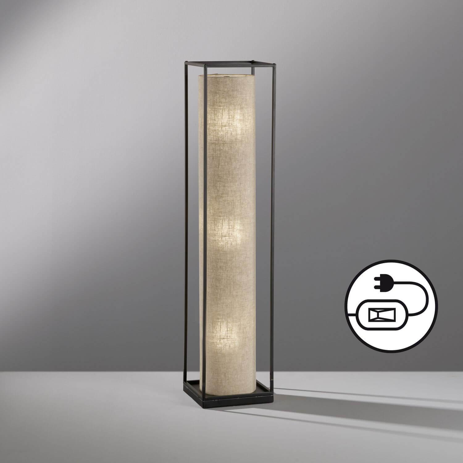Thumbnail - Fischer & Honsel, Stehlampe, Honsel Thor Stehleuchte 3-fach E14 Stoffschirm sandfarben Leinen sandschwarz 40455