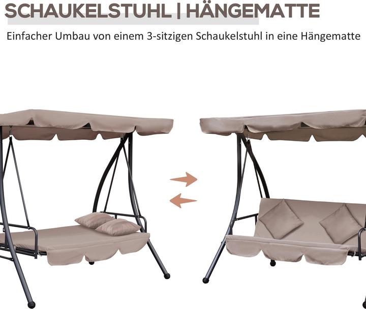 Immagine prodotto Outsunny Hollywoodschaukel Stahl, Polyester Beige+Schwarz