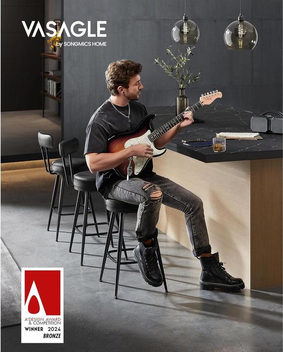 Actual product image Vasagle Barhocker 2er Set 54 x 90.5 cm, Schwarz
