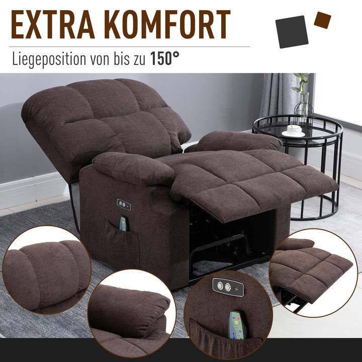 Actual product image Homcom Sessel mit Aufstehhilfe Polyester, Metall, Schaumstoff Braun