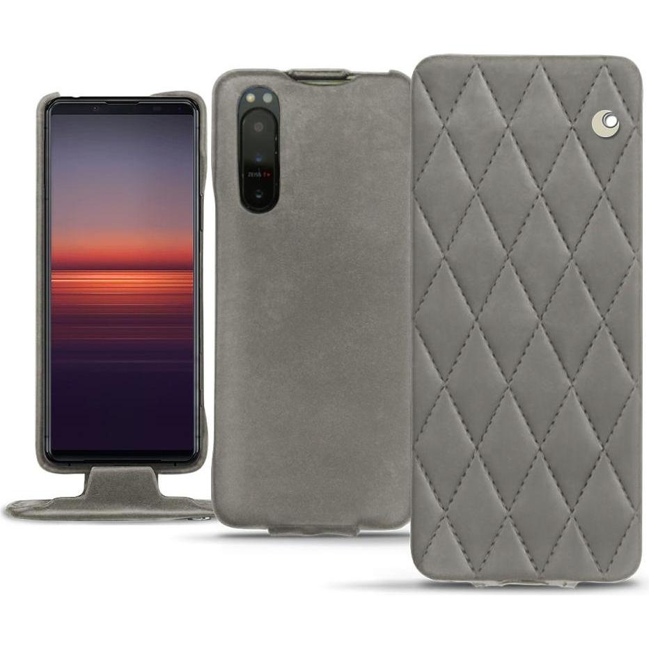 Noreve Lederschutzhülle vertikal (Sony Xperia 5 II), Smartphone Hülle, Grau