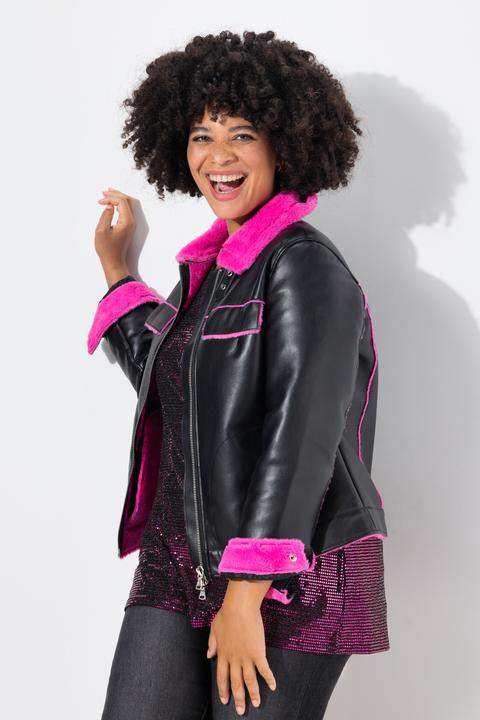 Produktbild Angel of Style Lederoptik-Jacke, Classic Fit, Neon Webpelzfutter (48)