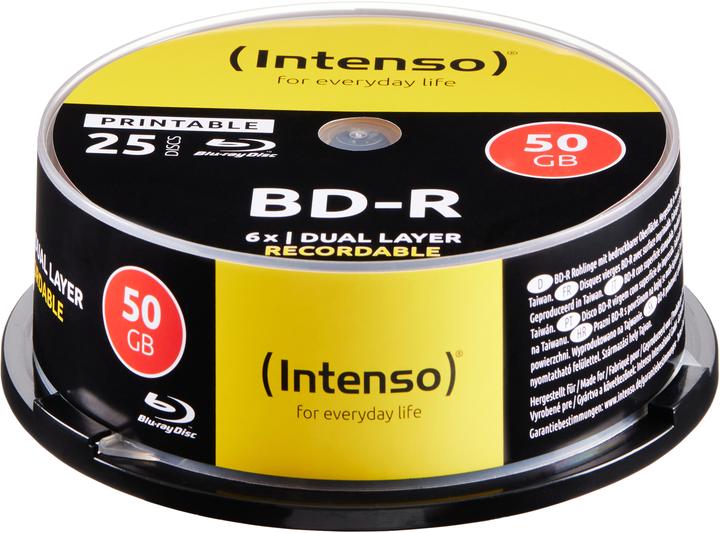 Intenso 1x25 BD-R 50GB bedrukbare 6x snelheid, Cakebox (25 x)